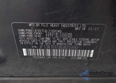 2011 Subaru Impreza Wrx из США, поврежденный, VIN JF1GR7E65BG820990